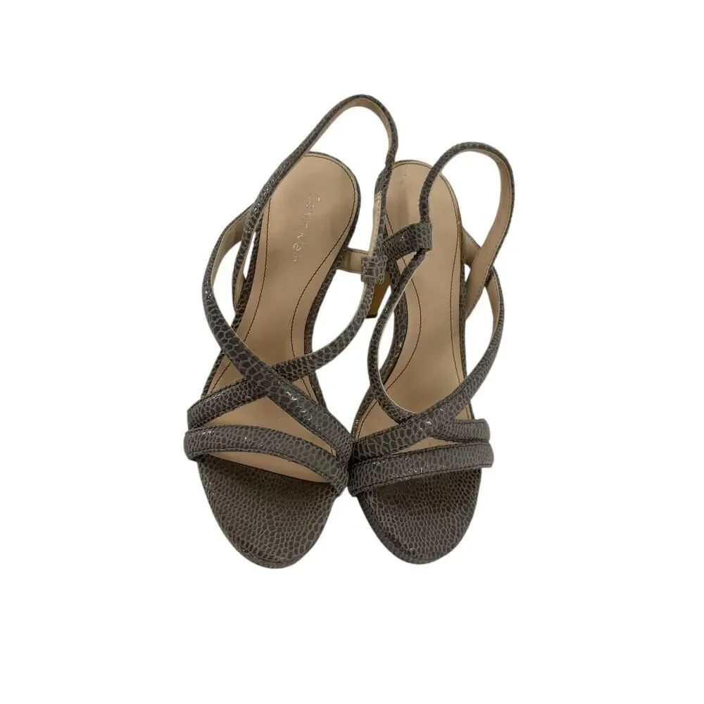 Calvin Klein High Heels Size 5.5 Gray Snakeskin Pattern Platform Prarie Stiletto